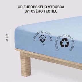 decoDoma Cearșaf elastic jersey cu elastan albastru 90 x 200 cm