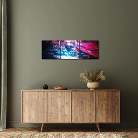 Tablou cu inima iluminată (cu ceas) (90x30 cm)