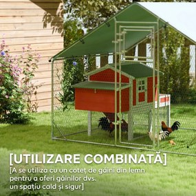 PawHut Coteț pentru Găini cu Copertină Impermeabilă și Rezistentă la UV, 300x200x195 cm, Argintiu | Aosom Romania