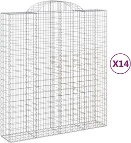 vidaXL Coșuri gabion arcuite, 14 buc 200x50x220/240cm, fier galvanizat