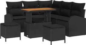 vidaXL Set de canapele pentru grădină cu pernă cu pernă 8 pcs Negru