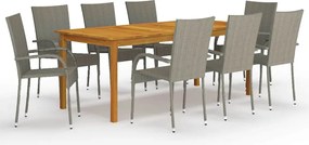 vidaXL Set mobilier de grădină, 9 piese, gri