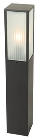 Lampă de exterior cu picior neagră cu sticlă cu nervuri 80 cm IP44 - Charlois
