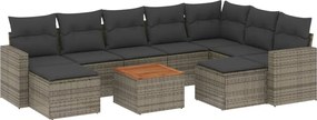 vidaXL Set mobilier de grădină cu perne, 10 piese, gri, poliratan