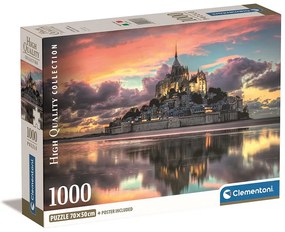 Orașe Mont-Saint Michel Franța puzzle compact de 1000 de piese Clementoni