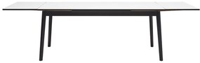 Masă de dining extensibilă albă-neagră cu aspect din lemn de stejar H Hammel Single, 180 x 90 cm