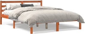 vidaXL Cadru pat fără saltea, maro ceruit, 135x190 cm, lemn masiv pin