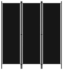 320718 vidaXL Paravan de cameră cu 3 panouri, negru, 150 x 180 cm