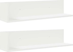 vidaXL Rafturi de perete, 2 buc., alb, 75x16,5x16,5 cm, lemn prelucrat