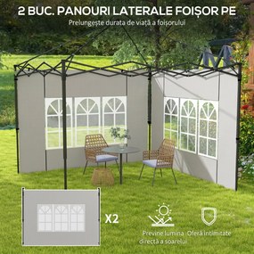 Outsunny Set 2 Pereți Laterali pentru Chioșcuri, Foi Foișor cu Ferestre din PE și Plastic, 3x3 m sau 3x6 m, Alb | Aosom Romania