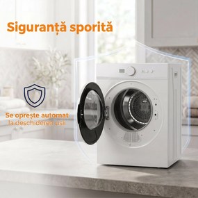 HOMCOM Mini Uscător de Rufe Portabil 4,8 kg, 1020W, Încălzire PTC, Timer, Alb | Aosom Romania