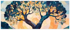Tablou – Mozaic – soare și arbore II. (120x50 cm)
