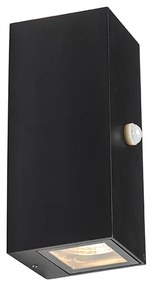 Aplică neagră cu 2 lumini IP44 cu senzor de mișcare - Baleno