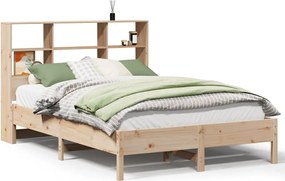 vidaXL Pat cu bibliotecă fără saltea, 150x200 cm, lemn masiv de pin