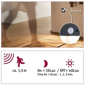 Corp de iluminat cu senzor pentru scări Paulmann 93135 LED/1,2W EDGE 230V negru
