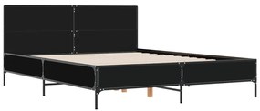 3280007 vidaXL Cadru de pat, negru, 160x200 cm, lemn prelucrat și metal