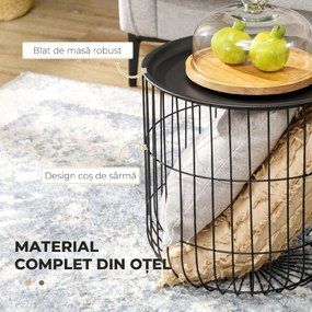 HOMCOM Set Mese Rotunde Suprapuse din Oțel, Blat Detașabil, Design Modern pentru Living, Negru | Aosom Romania