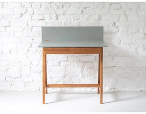 Birou cu bază din lemn de frasin Ragaba Luka Oak, lungime 85 cm, gri