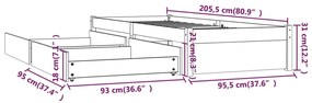 Cadru pat cu sertare, alb, 90x200 cm Alb, 90 x 200 cm