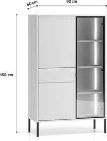 Vitrină înaltă cu sertar și iluminare Harmona 92 cm - cașmir