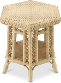 Masuta auxiliara din ratan natural design LUX Saba Hexagon