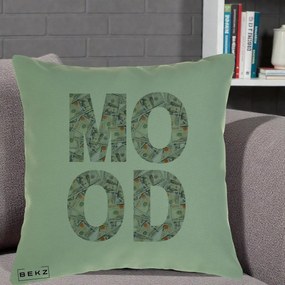 Perna Decorativa MOOD Money Grafic Urban, 40x40 cm, Verde, Husa Detasabila, Perna Inclusa, BEKZ®