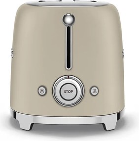 Prajitor de paine SMEG 50's Style TSF01MLMEU, 950 W, 2 felii, 6 trepte, Tava pentru firimituri, Cablu integrat, Otel inoxidabil, Bej