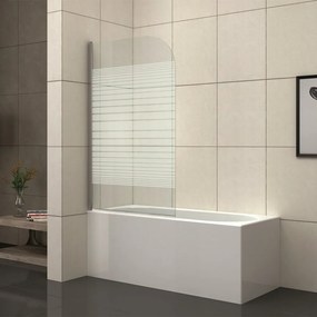 Paravan de cada pivotant Inter Ceramic 80x130 cm sticla transparenta cu lini albe 4 mm profil crom lucios