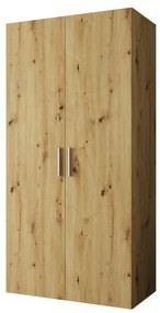Dulap de haine 100 cm Borry 1 (Stejar artisan + Argintiu). 1125746