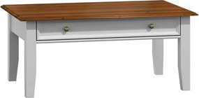 Masă lemn masiv nuc Cafea Linea cu Sertar 122x71cm Alb-