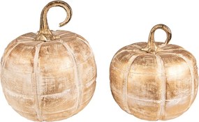 Dovleac decorativ, auriu, din lemn, H21 cm, Pumpkin