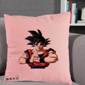 Perna Personalizata Dragon Ball Goku Portret Serios, 40x40 cm, Roz, Husa Detasabila, Perna Inclusa, BEKZ®