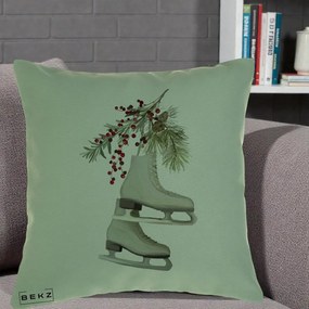 Perna Decorativa Patine cu Ramuri de Brad si Afine, 40x40 cm, Verde, Husa Detasabila, Perna Inclusa, BEKZ®