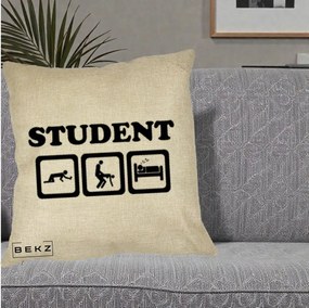 Perna Decorativa Student Life, 40x40 cm, Crem, Husa Detasabila, Perna Inclusa, BEKZ®