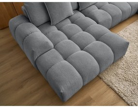 Colțar gri închis extensibil/cu spațiu de depozitare cu tapițerie din chenille (cu colț pe partea dreaptă/în formă de "U") Everest – Bobochic Paris