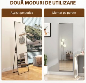 HOMCOM Oglindă Verticală din Metal, 50x2x161.5 cm, Negru | Aosom Romania