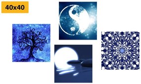 Set tablouri Feng Shui în design albastru