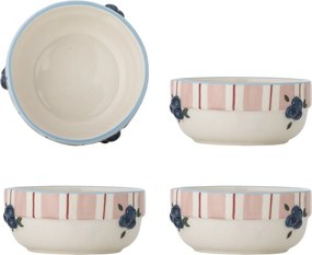 Set 4 boluri din ceramică pictate manual, roz, D13,5×H6 cm, 295 ml, „Carry Bowl"