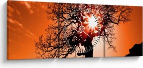 Tablou - Fag la apus de soare (cu ceas) (90x30 cm)