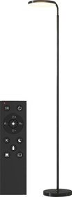 HOMCOM Lampă de Podea LED cu Cap Rotativ la 350° și Telecomandă Magnetică, Reglaj Continuu 3000K-6500K, Negru | Aosom Romania