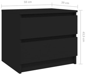 Noptiere, 2 buc., negru, 50x39x43,5 cm, PAL 2, Negru