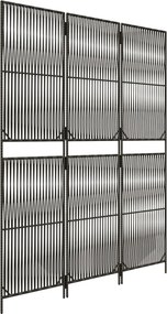 vidaXL Separator de cameră cu 3 panouri, gri, poliratan