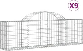vidaXL Coșuri gabion arcuite 9 buc, 200x30x60/80 cm, fier galvanizat