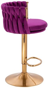 HR450W Scaun Fucsia din Catifea cu Bază Aurie