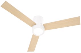 HOMCOM Ventilator de tavan 2 în 1 cu lumina LED 3 viteze silentios - telecomanda - diametru 112 cm, natural si alb | Aosom Romania