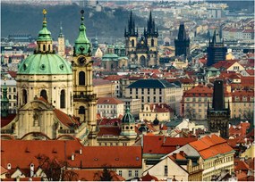 Tablou pe sticlă - Panorama din Praga (70x50 cm)