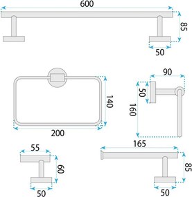 Set accesorii pentru baie GRID auriu periat 4 piese