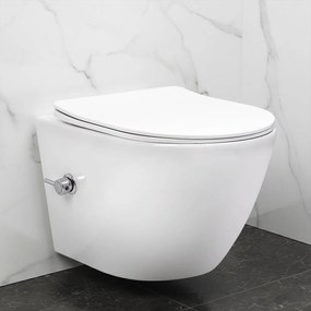 Vas WC suspendabil REA Carlo Lux Rimless cu funcție bideu