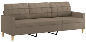 348636 vidaXL Canapea cu 3 locuri, taupe, 210 cm, material textil