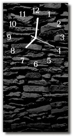 Ceas de perete din sticla vertical Zid de piatra caramida negru